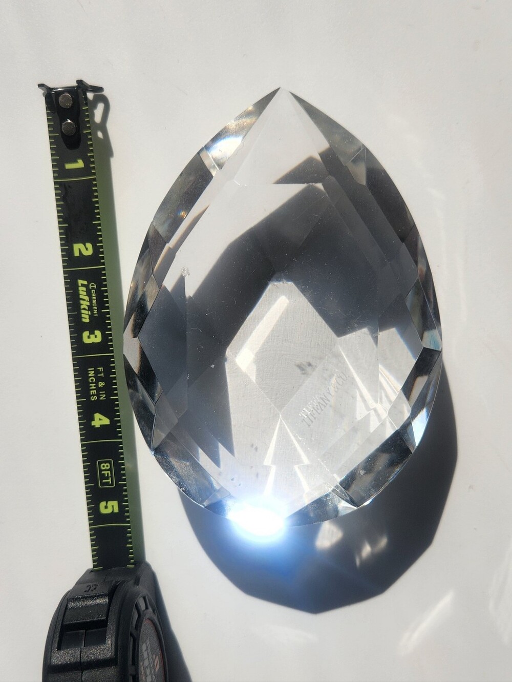 Tiffany & Co. Clear Faceted Teardrop Crystal Paper weight